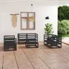 7 Piece Black Pinewood Garden Lounge Set - Outdoor Comfort