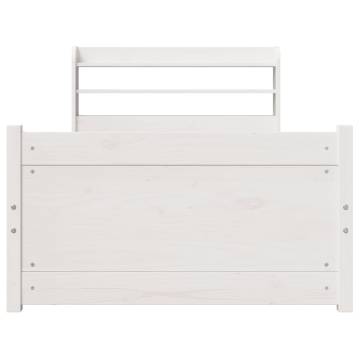 Stylish White Bed Frame with Headboard - Small Single 75x190 cm