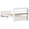 Stylish White Bed Frame with Headboard - Small Single 75x190 cm