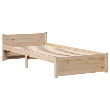 Wooden Bed Frame with Headboard 75x190 cm | Hipo Market