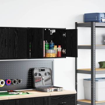 Garage Wall Cabinet - Black Engineered Wood | Hipo Market