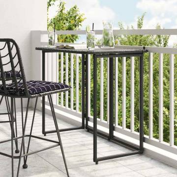 Folding Garden Table Black 90x51x75 cm – Poly Rattan