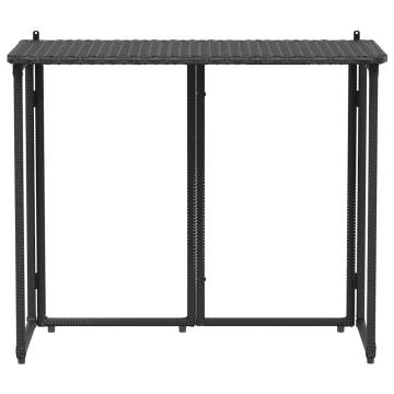 Folding Garden Table Black 90x51x75 cm – Poly Rattan