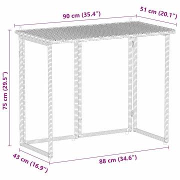 Folding Garden Table Black 90x51x75 cm – Poly Rattan