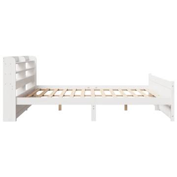 White Bed Frame with Headboard - 200x200 cm | HipoMarket