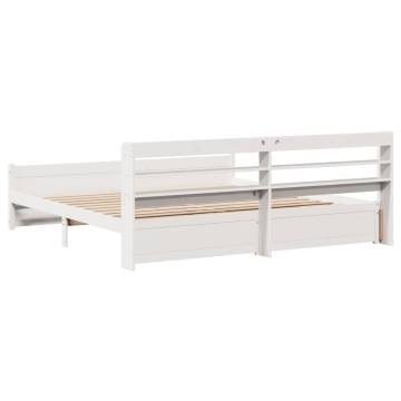 White Bed Frame with Headboard - 200x200 cm | HipoMarket