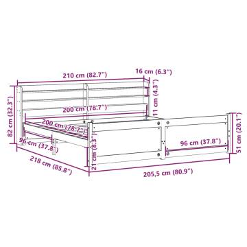 White Bed Frame with Headboard - 200x200 cm | HipoMarket