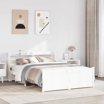 Stylish White Bed Frame with Headboard - 160x200 cm