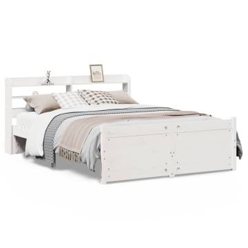 Stylish White Bed Frame with Headboard - 160x200 cm