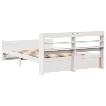 Stylish White Bed Frame with Headboard - 160x200 cm