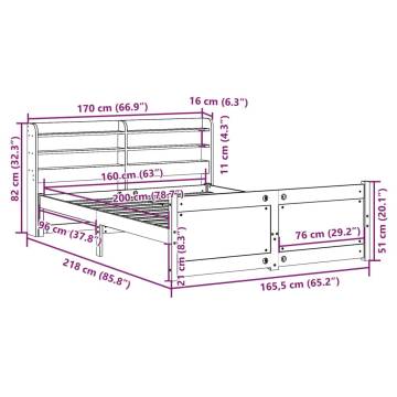 Stylish White Bed Frame with Headboard - 160x200 cm