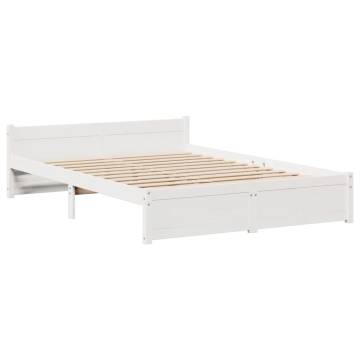 Stylish White Bed Frame with Headboard - 120x200 cm