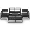 9 Piece Garden Lounge Set - Durable Black Solid Pinewood