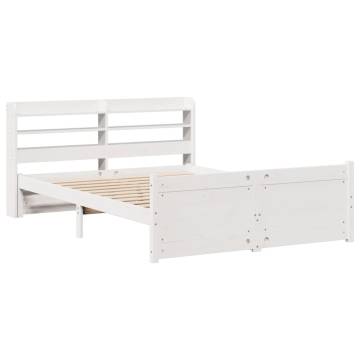 White Bed Frame with Headboard 140x200 cm | Hipo Market