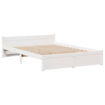 White Bed Frame with Headboard 140x200 cm | Hipo Market