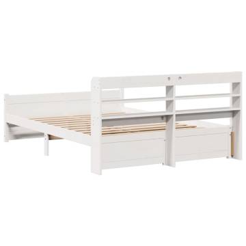 White Bed Frame with Headboard 140x200 cm | Hipo Market