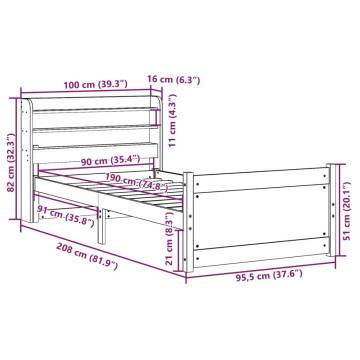 Single Bed Frame with Headboard – 90x190 cm | HipoMarket