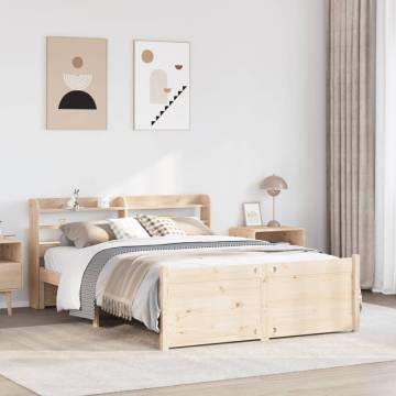 Wooden Bed Frame with Headboard - 140x200 cm | HIPO Market