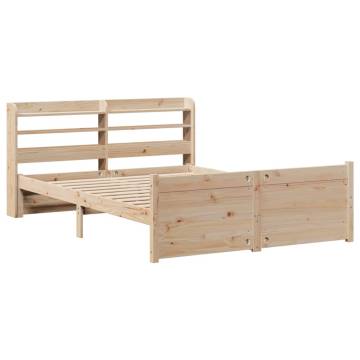 Wooden Bed Frame with Headboard - 140x200 cm | HIPO Market