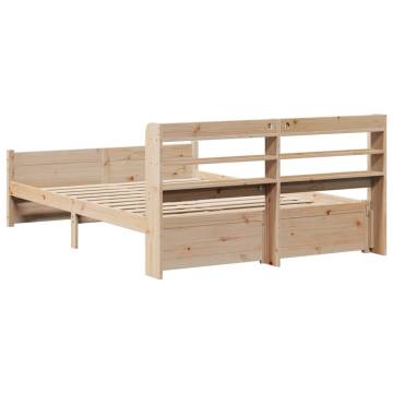 Wooden Bed Frame with Headboard - 140x200 cm | HIPO Market