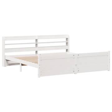 White Super King Bed Frame with Headboard - 180x200 cm | Hipo Market