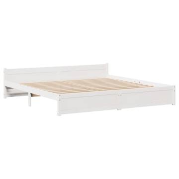 White Super King Bed Frame with Headboard - 180x200 cm | Hipo Market