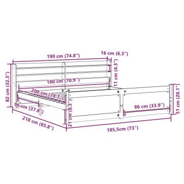 White Super King Bed Frame with Headboard - 180x200 cm | Hipo Market