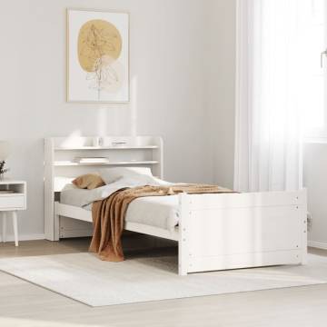 White Bed Frame with Headboard - 90x200 cm | Hipo Market