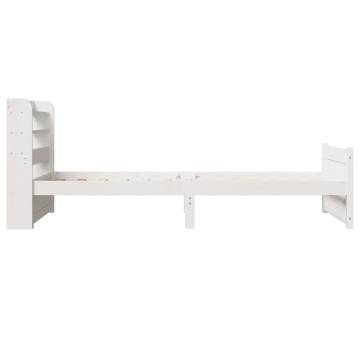 White Bed Frame with Headboard - 90x200 cm | Hipo Market