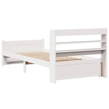 White Bed Frame with Headboard - 90x200 cm | Hipo Market