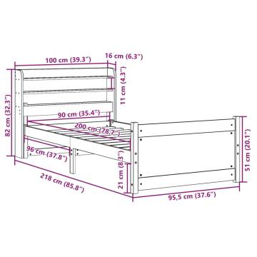 White Bed Frame with Headboard - 90x200 cm | Hipo Market