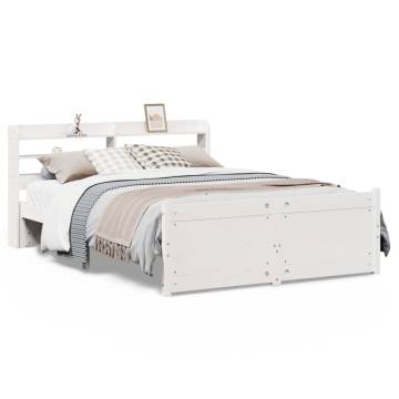 Stylish White Bed Frame with Headboard 140x190 cm | HiPoMarket