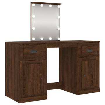 Dressing Table with LED - Brown Oak 130x50x132.5 cm