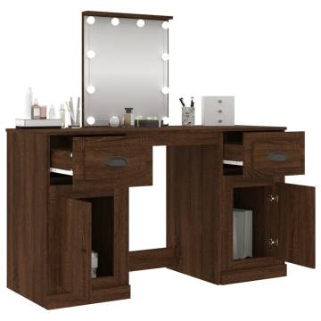 Dressing Table with LED - Brown Oak 130x50x132.5 cm