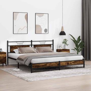 Metal Bed Frame without Mattress - Smoked Oak 200x200 cm