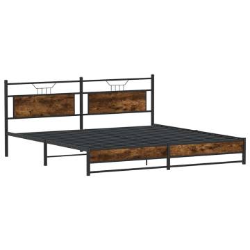 Metal Bed Frame without Mattress - Smoked Oak 200x200 cm