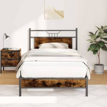 Smoked Oak Bed Frame 107x203 cm - Stylish & Durable Design