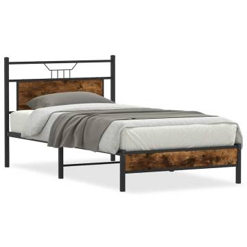 Smoked Oak Bed Frame 107x203 cm - Stylish & Durable Design