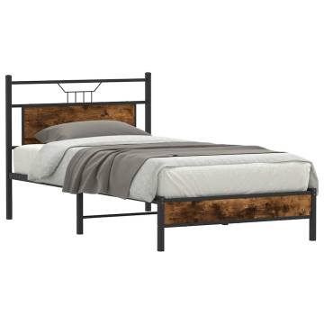 Smoked Oak Bed Frame 107x203 cm - Stylish & Durable Design