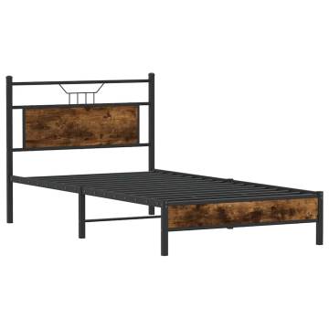 Smoked Oak Bed Frame 107x203 cm - Stylish & Durable Design