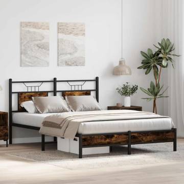 Smoked Oak Bed Frame 140x190 cm - Stylish & Durable | Hipo Market