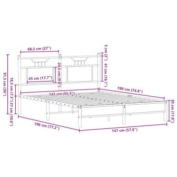 Smoked Oak Bed Frame 140x190 cm - Stylish & Durable | Hipo Market