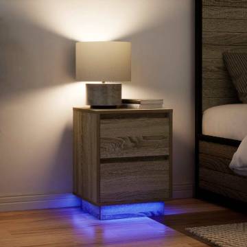 Bedside Cabinets with LED Lights - Sonoma Oak 2 pcs | Hipomarket