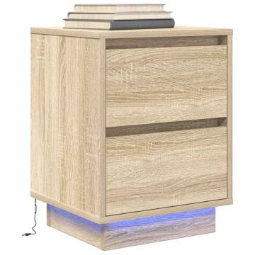 Bedside Cabinets with LED Lights - Sonoma Oak 2 pcs | Hipomarket