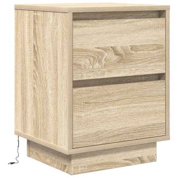 Bedside Cabinets with LED Lights - Sonoma Oak 2 pcs | Hipomarket