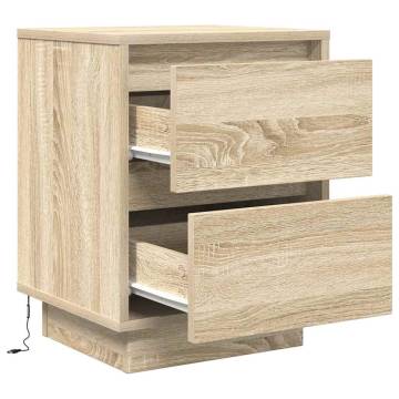 Bedside Cabinets with LED Lights - Sonoma Oak 2 pcs | Hipomarket