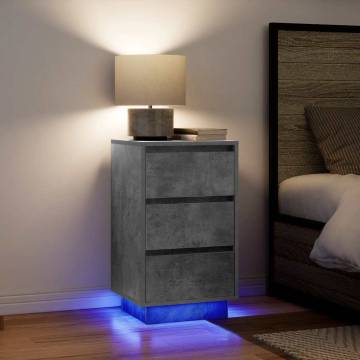 LED Bedside Cabinet - Concrete Grey 38x34x65 cm | Hipomarket