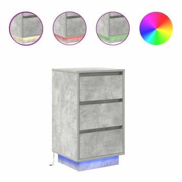 LED Bedside Cabinet - Concrete Grey 38x34x65 cm | Hipomarket