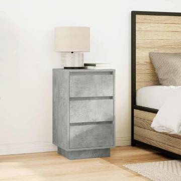 LED Bedside Cabinet - Concrete Grey 38x34x65 cm | Hipomarket