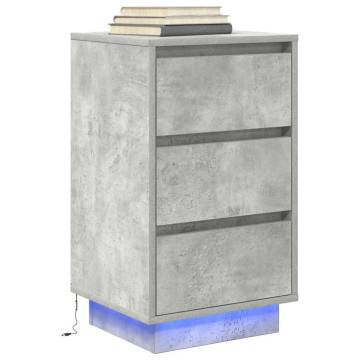 LED Bedside Cabinet - Concrete Grey 38x34x65 cm | Hipomarket